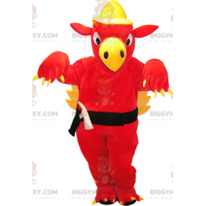 Costume da mascotte drago gigante rosso e giallo BIGGYMONKEY™ -