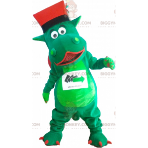 Grøn kæmpe dinosaur BIGGYMONKEY™ maskotkostume med hat -