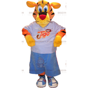 Costume de mascotte BIGGYMONKEY™ de tigre orange jaune noir