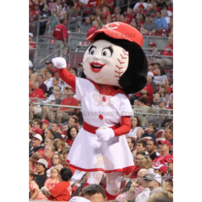 Girl's BIGGYMONKEY™ Mascot Costume with Baseball Head –