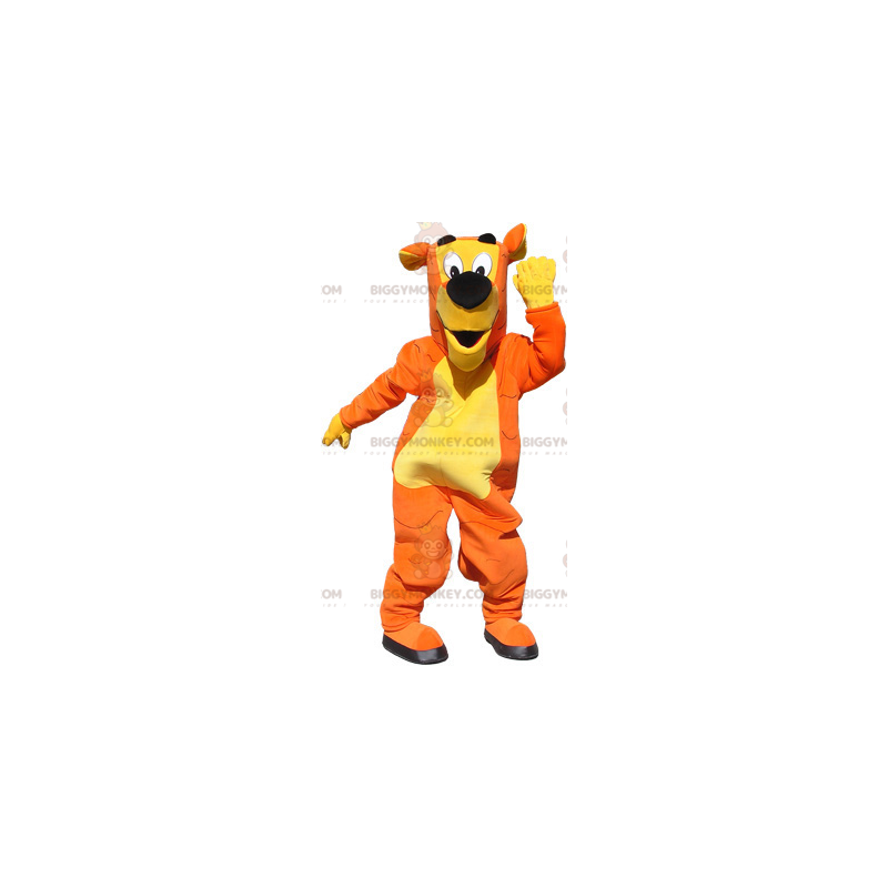 BIGGYMONKEY™ Tiger-Maskottchen-Kostüm in Orange, Gelb und