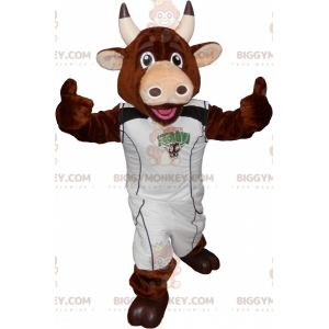 Braune Kuh BIGGYMONKEY™ Maskottchen-Kostüm mit sportlichem