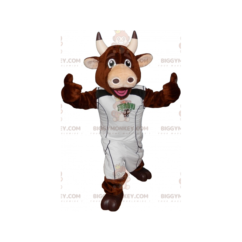 Braune Kuh BIGGYMONKEY™ Maskottchen-Kostüm mit sportlichem