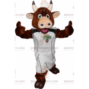 Brown Cow BIGGYMONKEY™ Mascot Costume With Sporty Outfit -