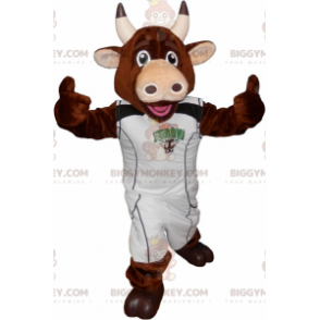 Costume de mascotte BIGGYMONKEY™ de vache marron avec une tenue