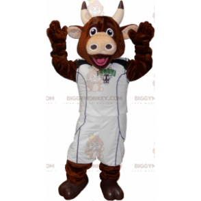 Brown Cow BIGGYMONKEY™ Mascot Costume With Sporty Outfit -