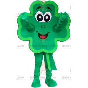 Hymyilevä vihreä 4 Leaf Clover BIGGYMONKEY™ maskottiasu -