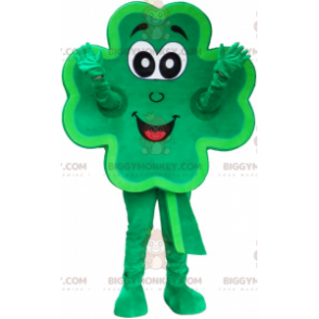 Costume de mascotte BIGGYMONKEY™ de trèfle à 4 feuilles vert