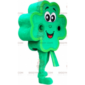 Smiling Green 4 Leaf Clover BIGGYMONKEY™ Mascot Costume –
