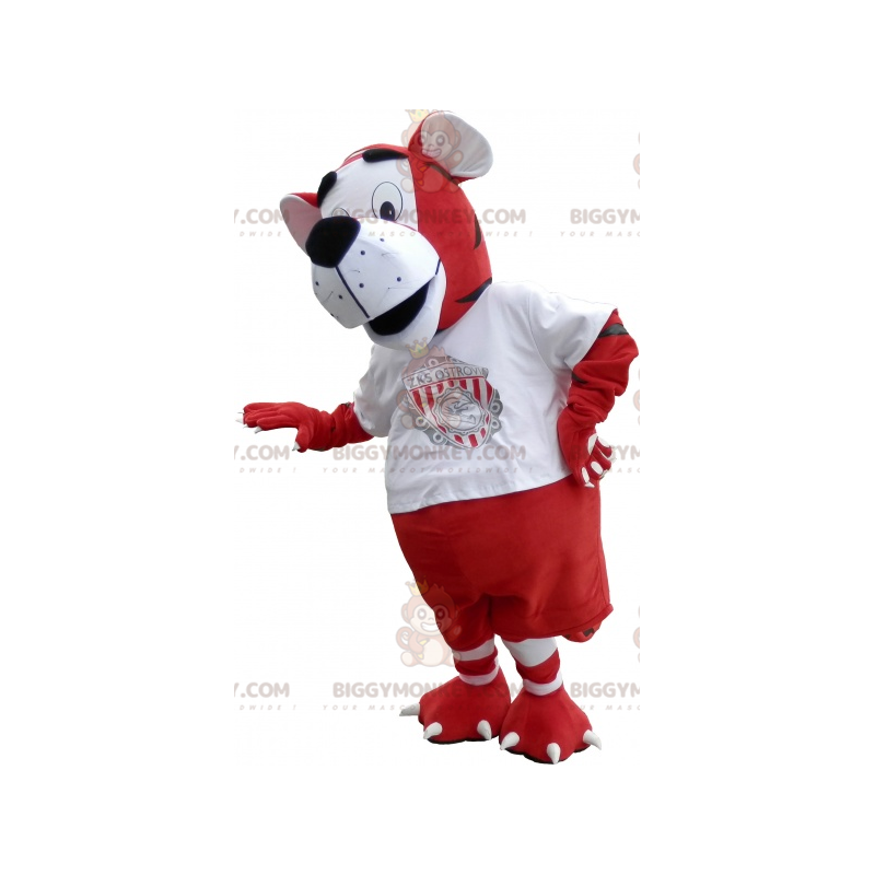 Tijger BIGGYMONKEY™ mascottekostuum in rood en witte