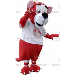 Tiger BIGGYMONKEY™ Mascot Costume in Red and White Sportswear -