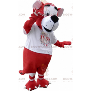 Tijger BIGGYMONKEY™ mascottekostuum in rood en witte