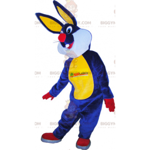 Disfraz de mascota de conejito de peluche azul y amarillo