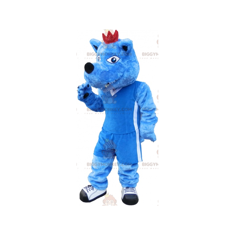 Blå og hvid hund BIGGYMONKEY™ maskot kostume. Blue Animal