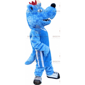 Blau-weißer Hund BIGGYMONKEY™ Maskottchen-Kostüm. Blaues Tier