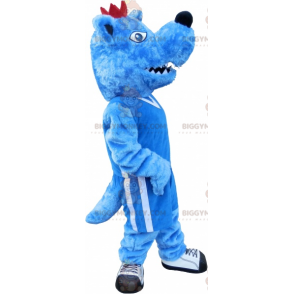 Blue and White Dog BIGGYMONKEY™ Mascot Costume. Blue Animal