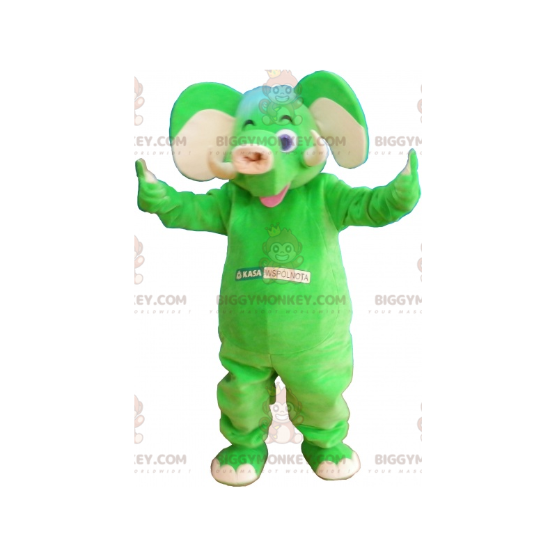 Costume de mascotte BIGGYMONKEY™ d'éléphant vert flashy -