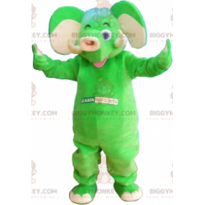 Flashy Green Elephant BIGGYMONKEY™ Mascot Costume -
