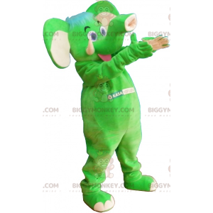 Flitsende groene olifant BIGGYMONKEY™ mascottekostuum -