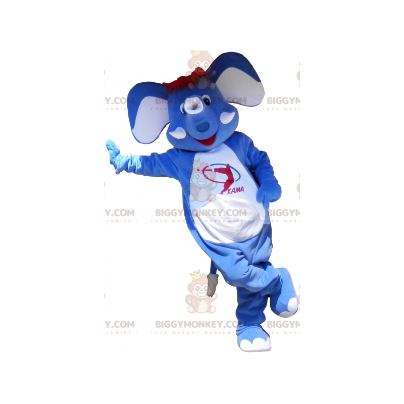 Blue Elephant with Red Hair BIGGYMONKEY™ Mascot Costume –