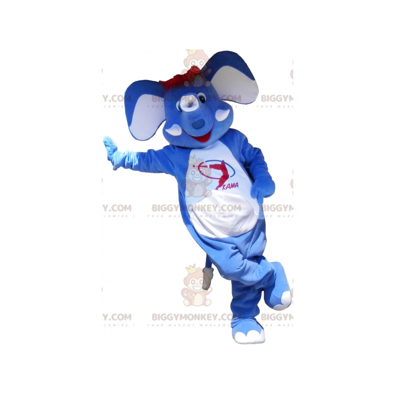 Traje de mascote BIGGYMONKEY™ de Elefante Azul com Cabelo