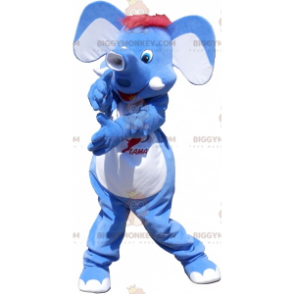 Kostium maskotka niebieski słoń z rudymi włosami BIGGYMONKEY™ -