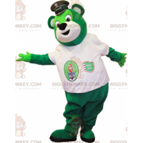 Grøn Teddy BIGGYMONKEY™ maskotkostume med hvid t-shirt -