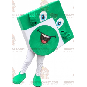 Traje de mascote BIGGYMONKEY™ quadrado verde e branco com