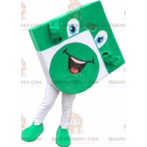 Traje de mascote BIGGYMONKEY™ quadrado verde e branco com