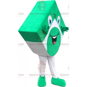 Divertido disfraz de mascota cuadrado verde y blanco