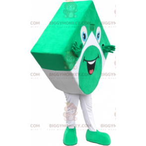 Fun looking green and white square BIGGYMONKEY™ mascot costume