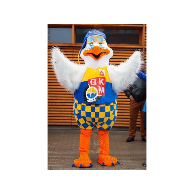 Πολύχρωμη στολή μασκότ BIGGYMONKEY™ Flying Bird Gull -