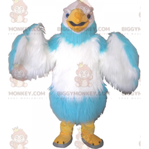 Costume da mascotte BIGGYMONKEY™ uccello gigante bianco blu