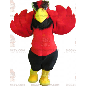 Costume de mascotte BIGGYMONKEY™ d'aigle rouge et jaune avec un