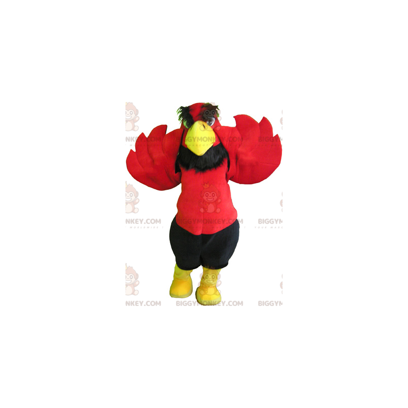 Red and Yellow Eagle BIGGYMONKEY™ Mascot Costume with Black