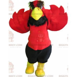 Rød og gul ørn BIGGYMONKEY™ maskotkostume med sorte shorts -