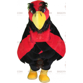 Costume de mascotte BIGGYMONKEY™ d'aigle rouge et jaune avec un