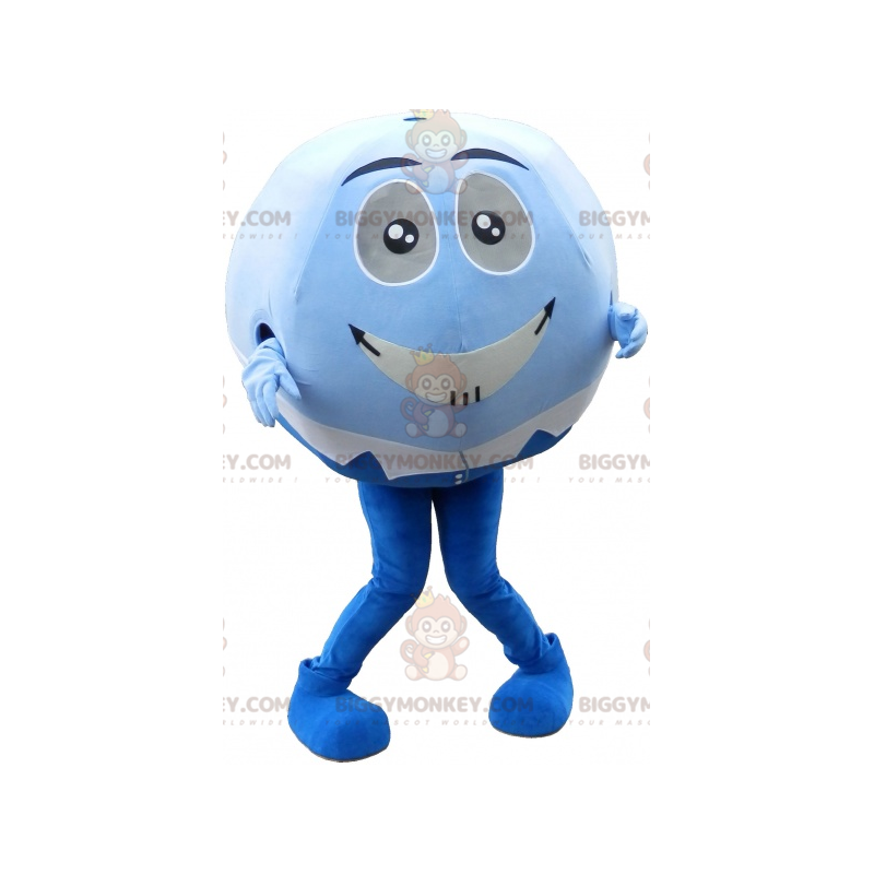Blauw-witte bal BIGGYMONKEY™ mascottekostuum. BIGGYMONKEY™