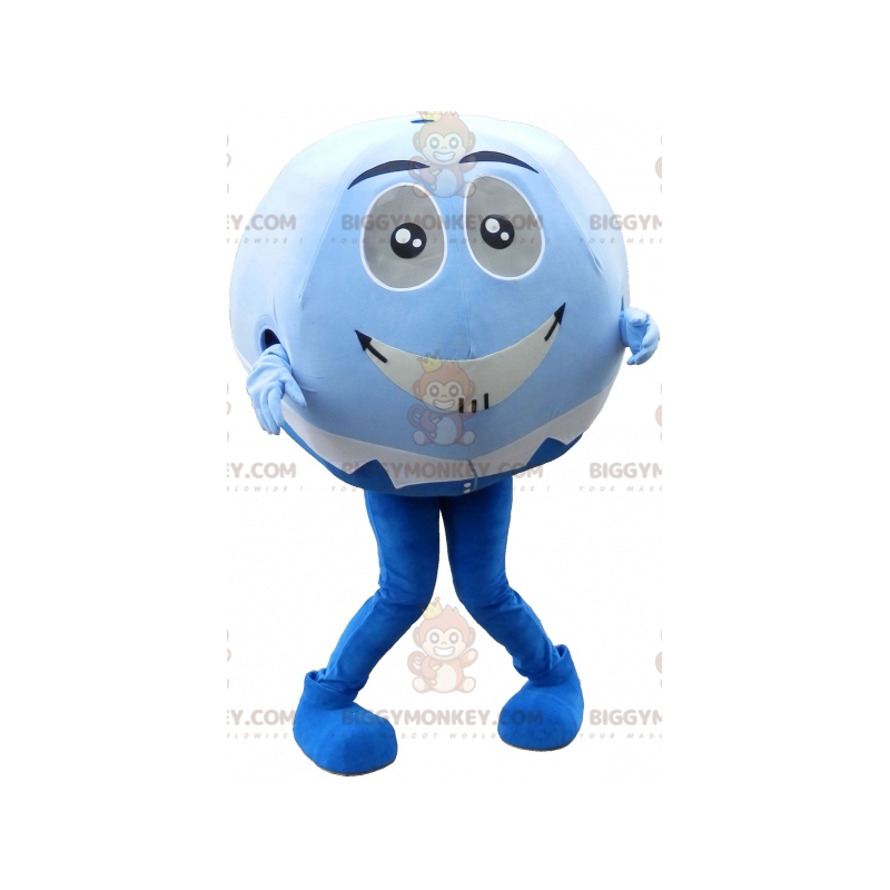 Costume de mascotte BIGGYMONKEY™ de balle bleue et blanche.