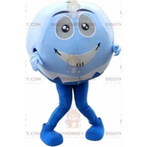 Costume de mascotte BIGGYMONKEY™ de balle bleue et blanche.