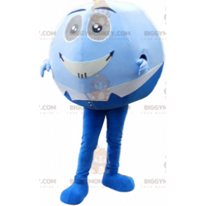 Blauw-witte bal BIGGYMONKEY™ mascottekostuum. BIGGYMONKEY™