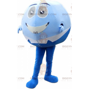 Fato de mascote BIGGYMONKEY™ com bola azul e branca. Traje de
