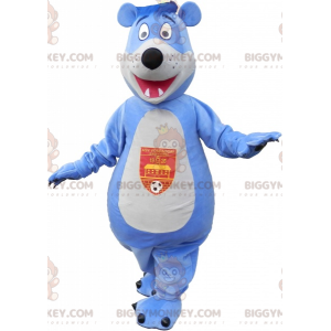 Blå och vit Teddy BIGGYMONKEY™ maskotdräkt - BiggyMonkey maskot