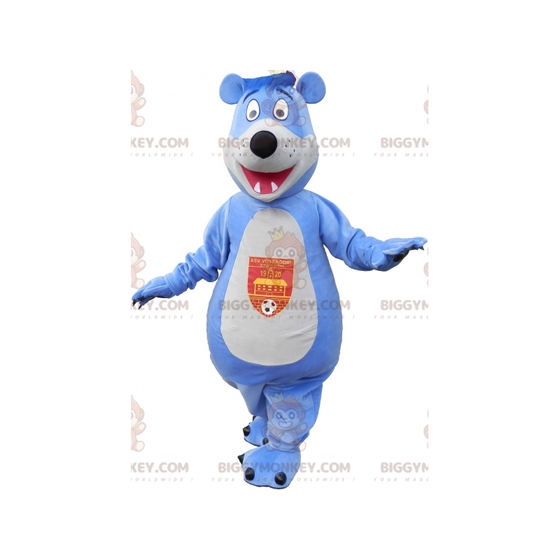 Traje de mascote de pelúcia azul e branco BIGGYMONKEY™ –