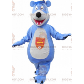 Blau-weißes Teddy BIGGYMONKEY™ Maskottchen-Kostüm -