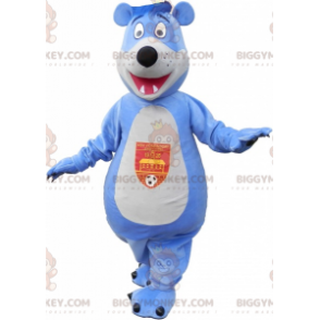 Traje de mascote de pelúcia azul e branco BIGGYMONKEY™ –