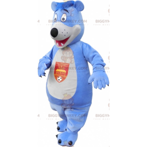 Blauw en wit teddy BIGGYMONKEY™ mascottekostuum -