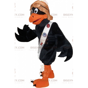 Seagull BIGGYMONKEY™ maskotdräkt med Giant Bird Aviator-hjälm -