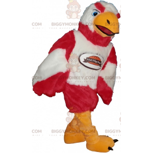 Fantástico traje de mascote vermelho branco e laranja Eagle