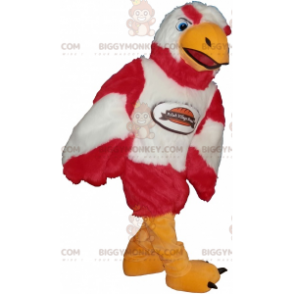 Fantástico traje de mascote vermelho branco e laranja Eagle